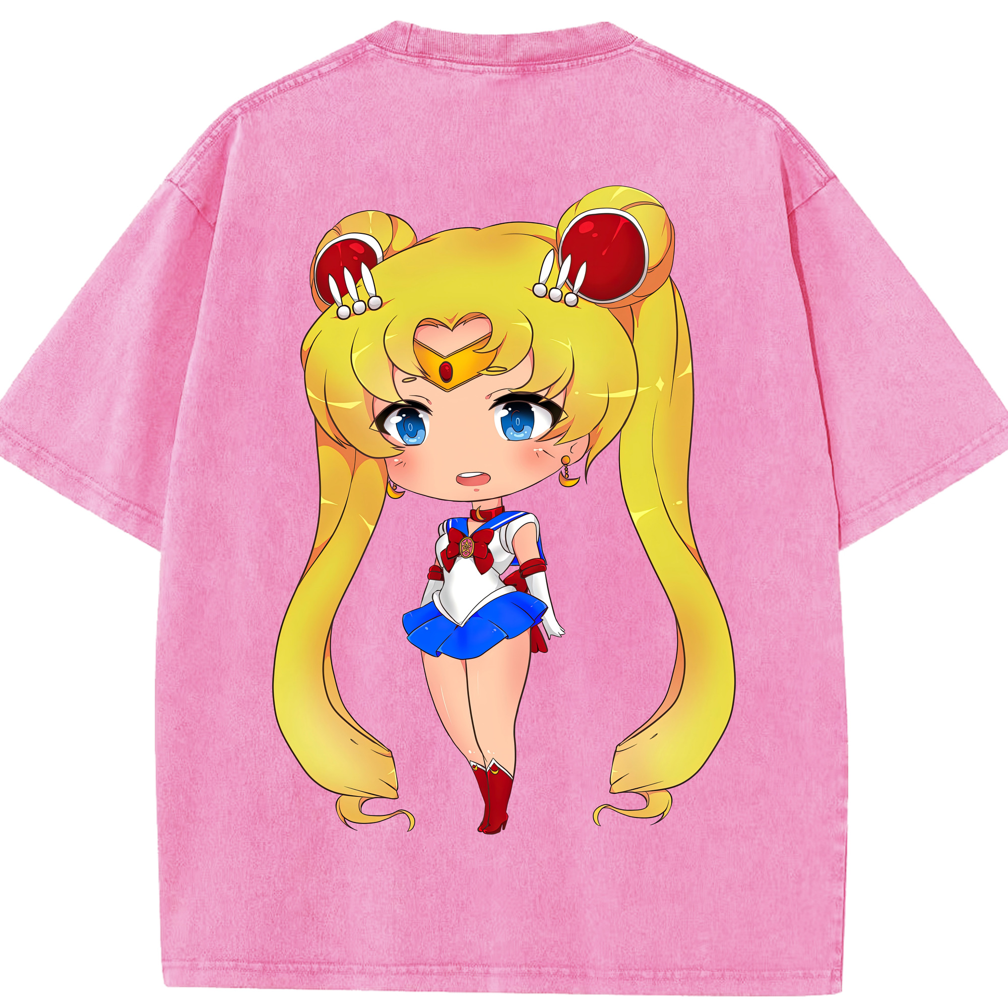 （画像用） 美少女戦士セーラームーン 月野 うさぎ つきの うさぎ Sailor Moon Tsukino Usagi 綿100% ヴィンテージ風 半袖Tシャツ（背面プリント）